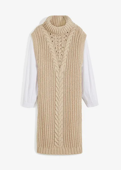 Abito in maglia con inserto di camicia, bonprix