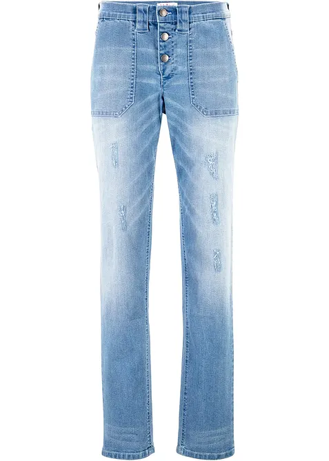 Jeans boyfriend elasticizzati e confortevoli, vita media, bonprix
