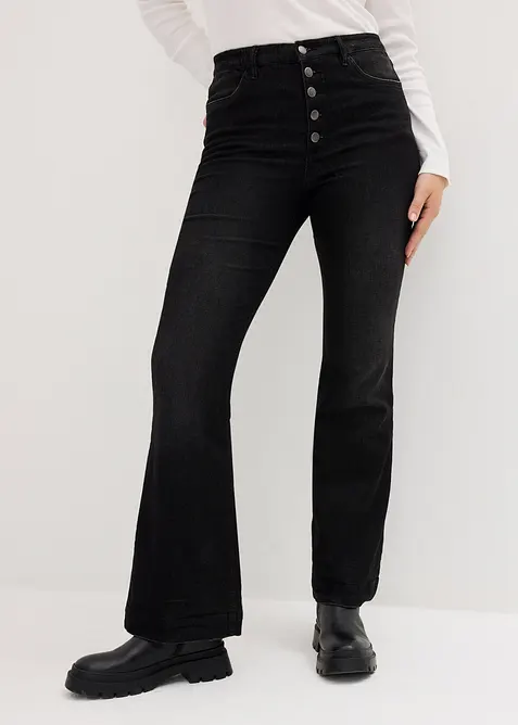 Jeans bootcut con cinta comoda, vita alta, bonprix