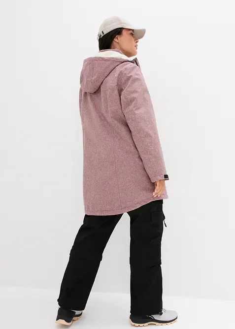 Giacca lunga tecnica impermeabile con pile teddy, bonprix