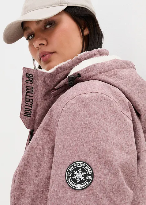 Giacca lunga tecnica impermeabile con pile teddy, bonprix