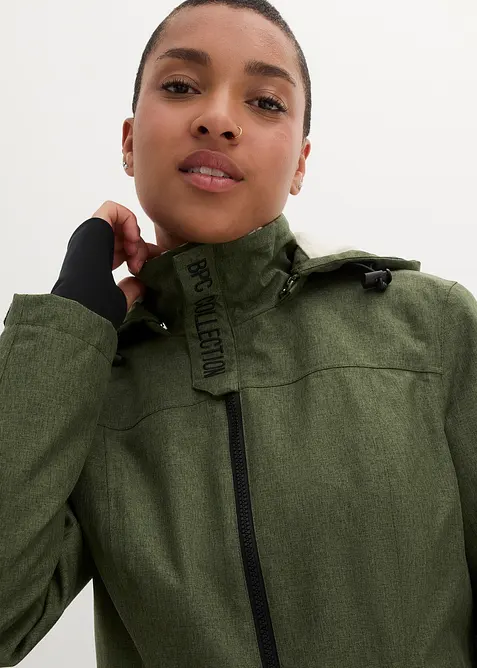 Giacca lunga tecnica impermeabile con pile teddy, bonprix