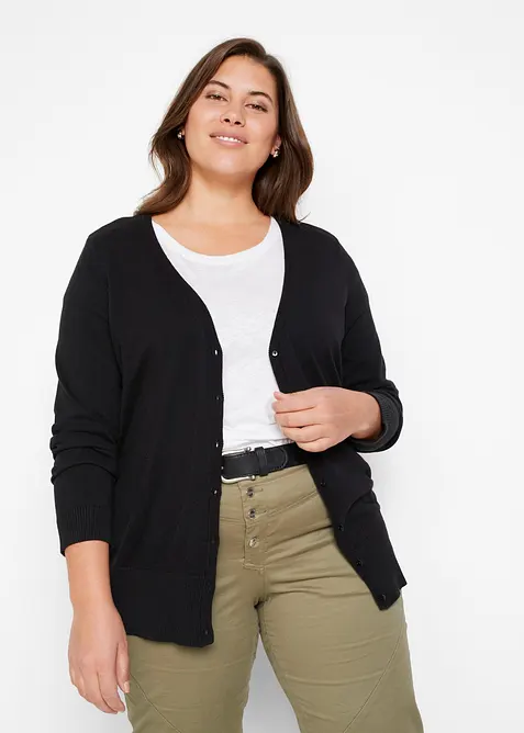 Cardigan in filato fine con bottoni, bonprix