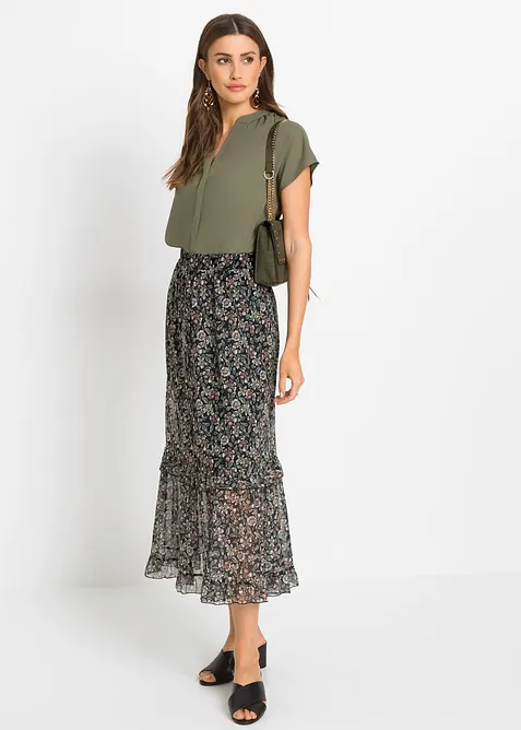 Camicetta a maniche corte con abbottonatura nascosta, bonprix