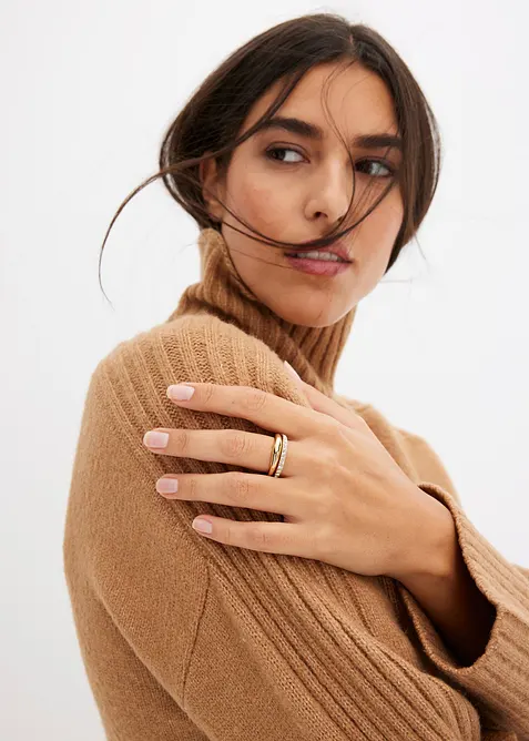 Anello con cristalli in vetro (pacco da 2), bonprix