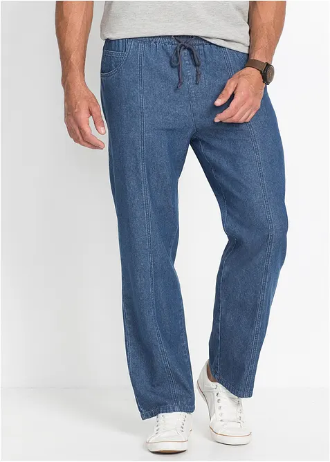 Pantaloni classic fit con elastico in vita in cotone leggero, straight, bonprix