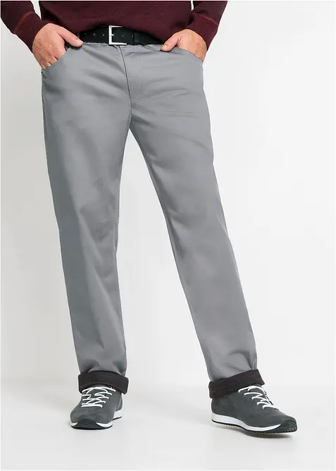 Pantaloni termici elasticizzati con fodera in flanella straight, regular fit, bonprix