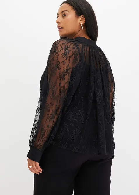 Blusa in pizzo leggermente trasparente, bonprix