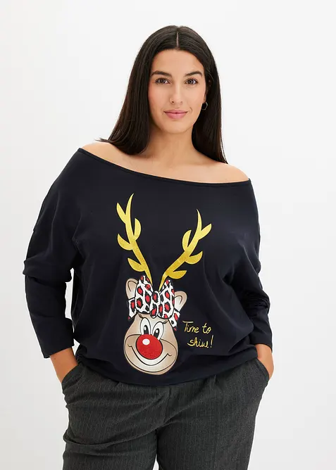 Maglia natalizia con spalle scoperte, bonprix