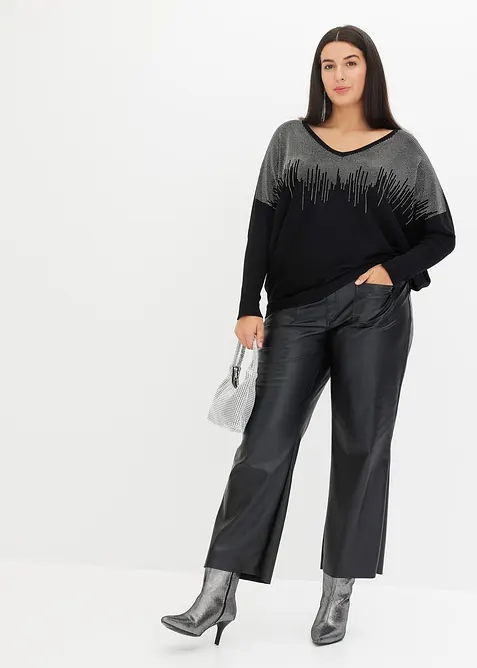 Maglione in filato fine con strass, bonprix