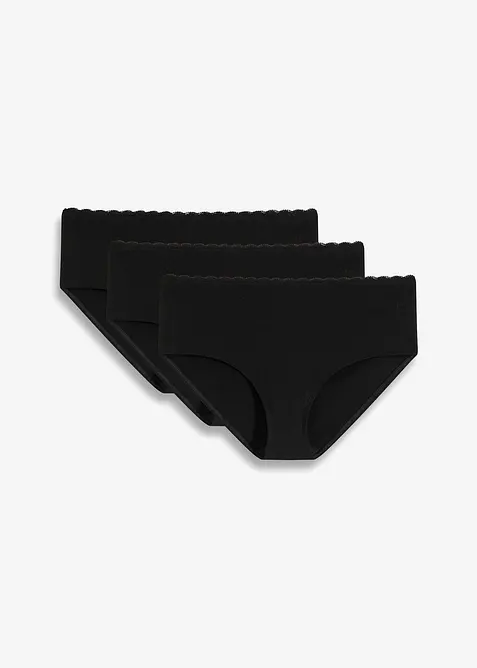 Panty pr&eacute;maman con cotone biologico e pizzo (pacco da 3), bonprix