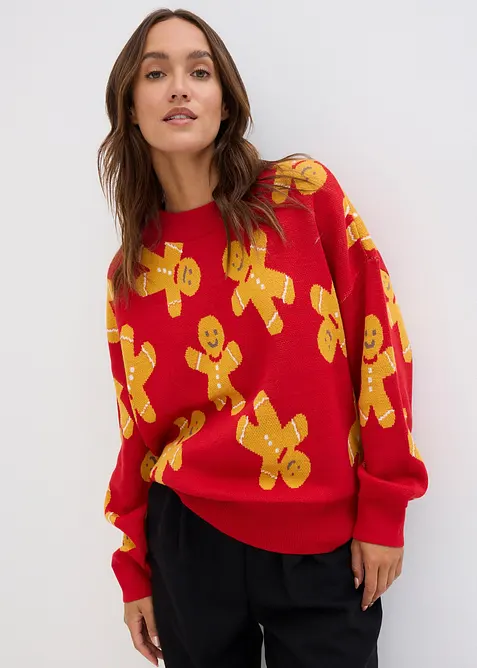 Maglione girocollo oversize in filato fine, bonprix