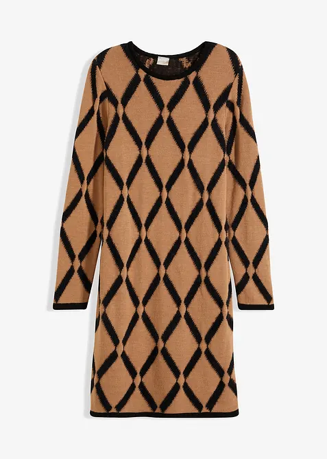 Abito in maglia a rombi in filato piumato, bonprix