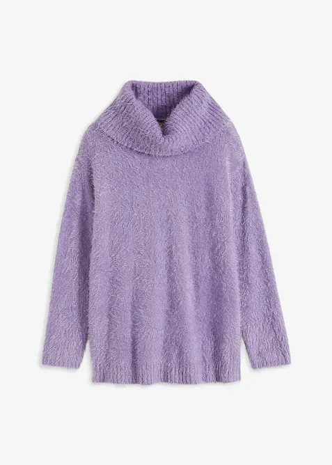 Maglione a collo alto in morbido filato effetto piume, bonprix
