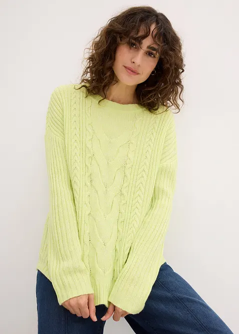 Maglione a trecce oversize, bonprix