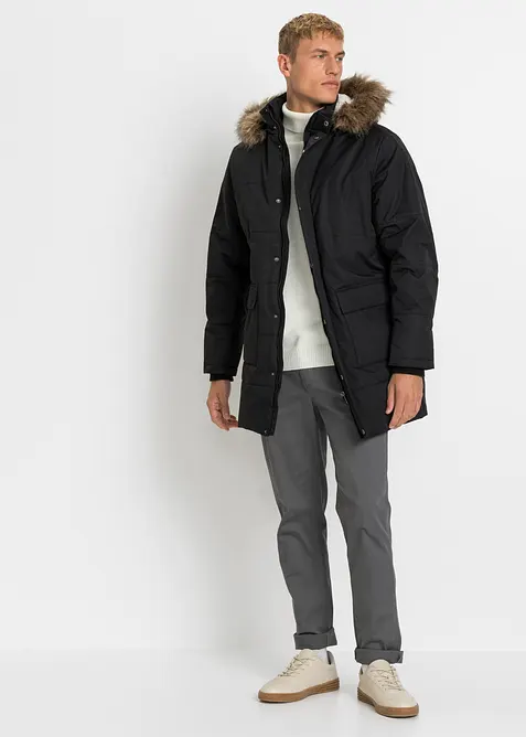 Parka invernale con fodera teddy e cappuccio staccabile, bonprix