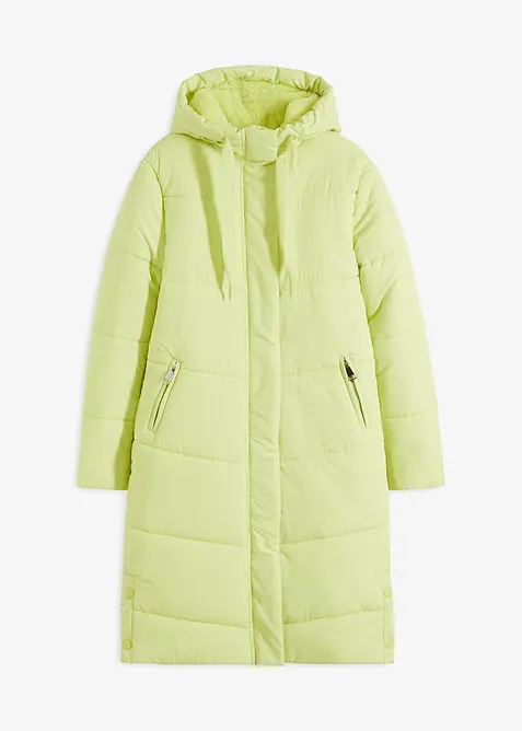 Giubbotto trapuntato con fodera teddy al cappuccio, bonprix