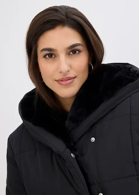 Giacca trapuntata con inserto in pelliccia sintetica, bonprix