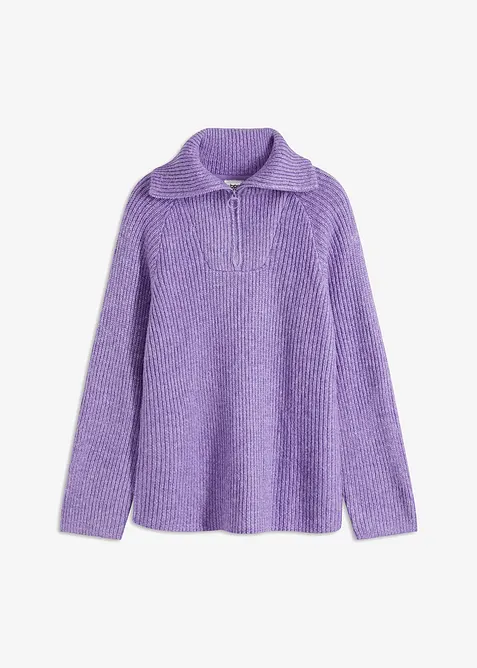 Maglione a coste con zip, bonprix