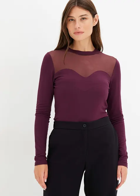 Maglia a maniche lunghe con mesh, bonprix