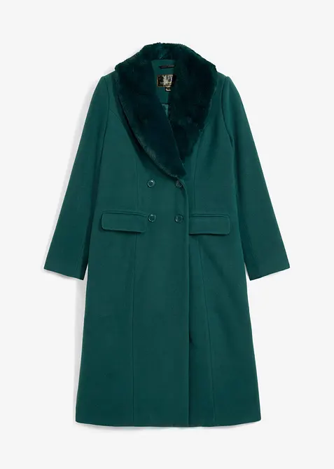 Cappotto con collo in pelliccia sintetica staccabile, bonprix