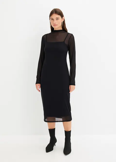 Abito di jersey con mesh, bonprix