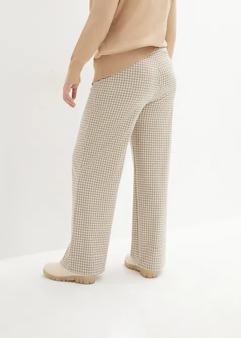 Pantaloni elasticizzati pied-de-poule, wide leg, bonprix