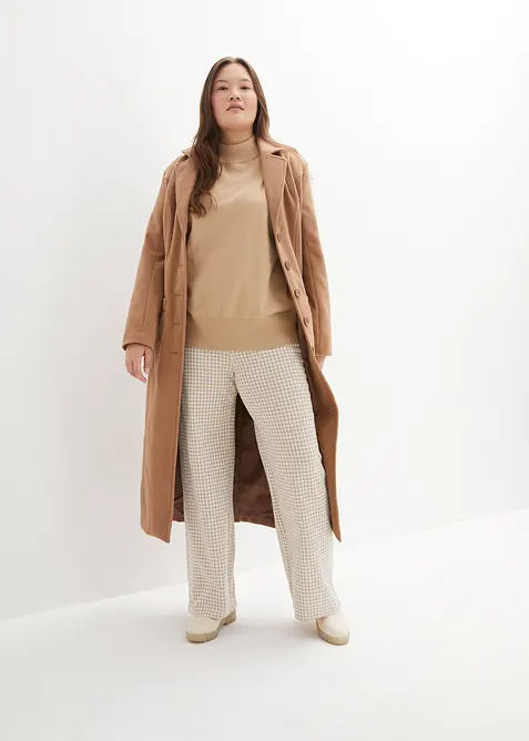 Pantaloni elasticizzati pied-de-poule, wide leg, bonprix