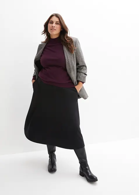 Gonna midi in misto viscosa, bonprix