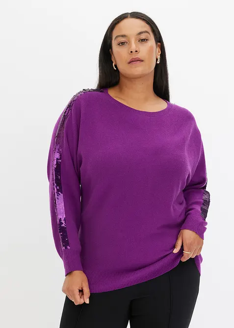 Maglione in filato fine con paillettes, bonprix