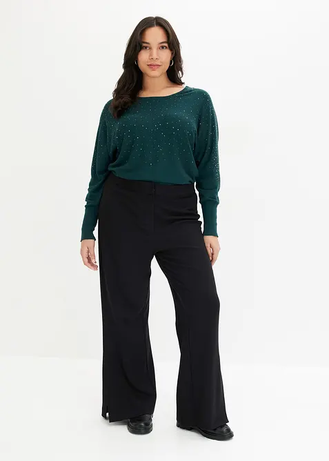 Maglione in filato fine con applicazione di strass, bonprix