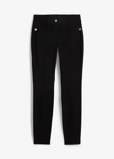 Pantaloni elasticizzati con elastico in vita e bottoni decorativi, bonprix