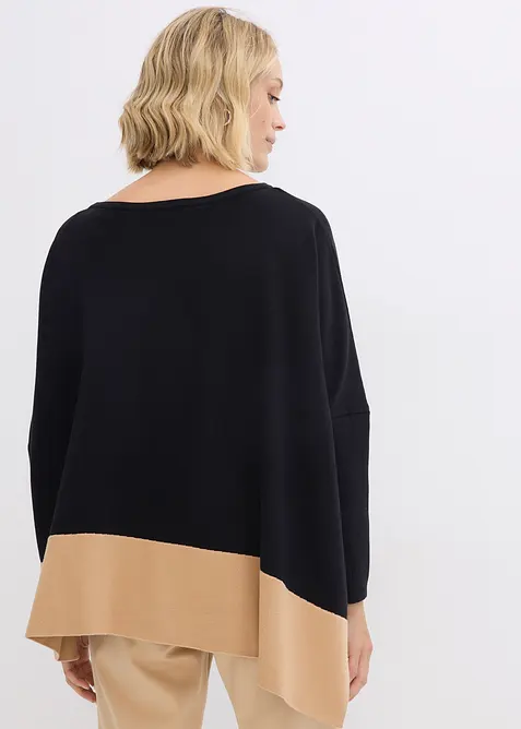 Maglione poncho in filato fine, bonprix