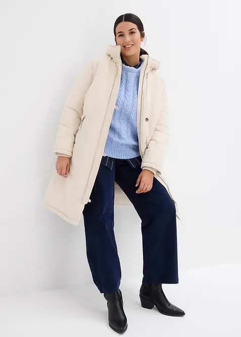 Giubbotto invernale con pellicciotto teddy al cappuccio, bonprix