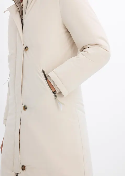 Giubbotto invernale con pellicciotto teddy al cappuccio, bonprix