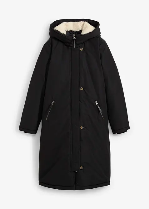 Giubbotto invernale con pellicciotto teddy al cappuccio, bonprix