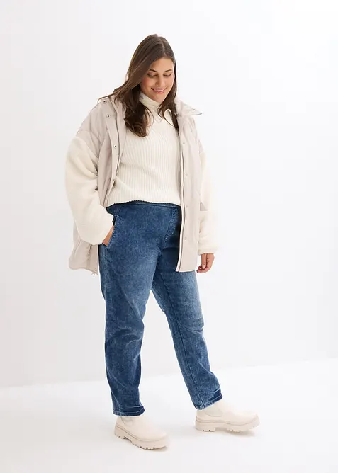 Jeans boyfriend termici, vita media, bonprix
