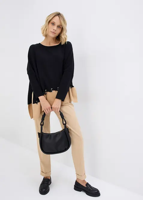 Maglione poncho in filato fine, bonprix