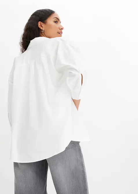 Camicetta oversize in cotone con maniche a 3/4, bonprix
