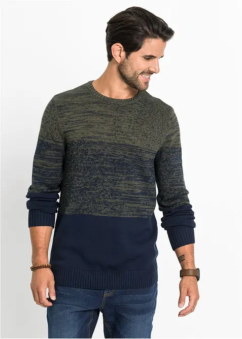 Maglione con taglio comfort in filato fine di misto cotone morbido, bonprix