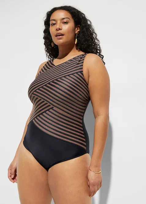 Costume intero con motivo incrociato ed effetto modellante medio, bonprix