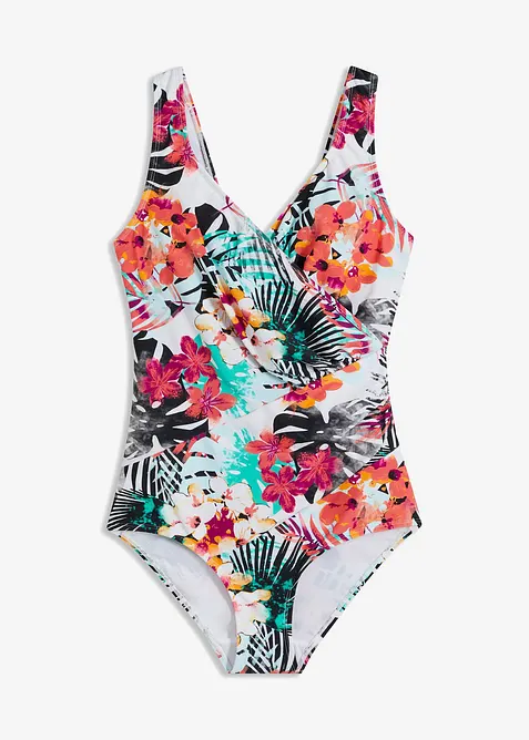 Costume intero con effetto modellante medio e motivo incrociato, bonprix