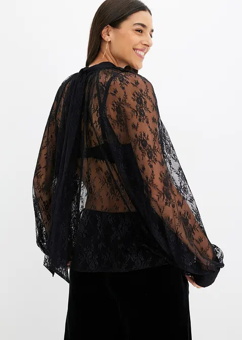 Blusa in pizzo leggermente trasparente, bonprix