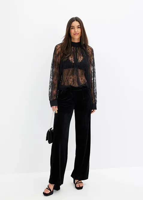 Blusa in pizzo leggermente trasparente, bonprix