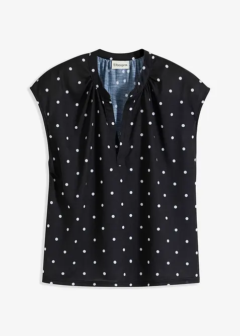 Maglia serafino a maniche corte in misto viscosa, bonprix