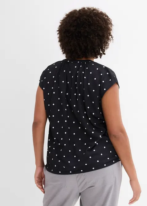 Maglia serafino a maniche corte in misto viscosa, bonprix