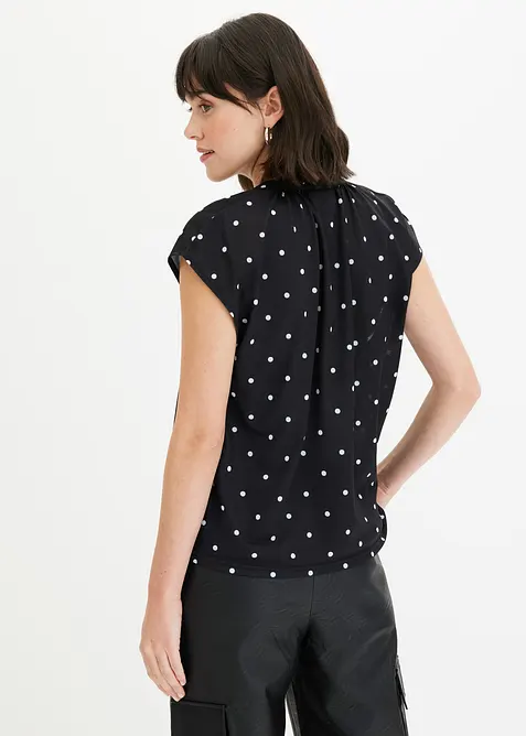 Maglia serafino a maniche corte in misto viscosa, bonprix