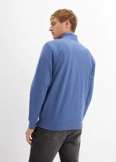 Felpa con zip con collo dritto e dettagli in similpelle, bonprix