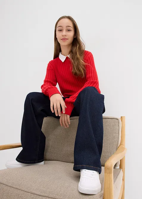 Jeans wide leg, vita media, bonprix