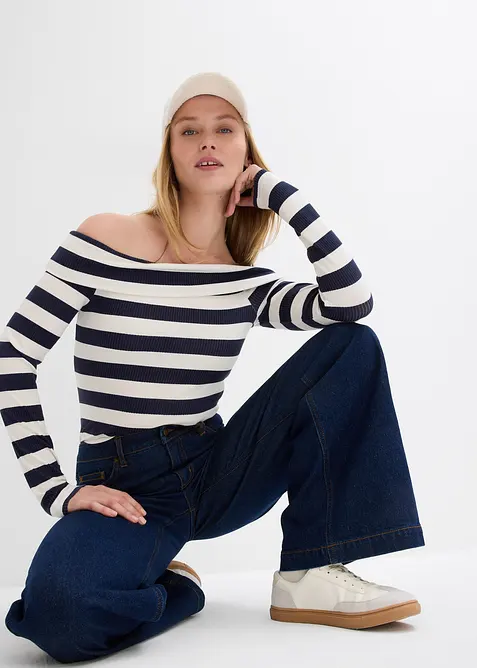 Jeans wide leg extra lunghi, vita media, bonprix